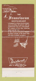 Matchbook Cover - Franciscan Restaurant San Francisco CA WEAR 30 Strike