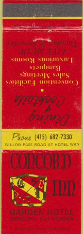 Matchbook Cover - Concord Inn Garden Hotel Concord CA