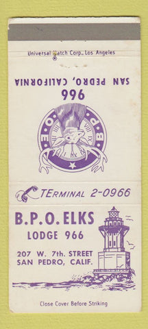 Matchbook Cover - Elks Lodge San Pedro CA 30 Strike