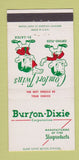 Matchbook Cover - Burton Dixie Mattresses 30 Strike