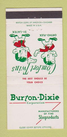 Matchbook Cover - Burton Dixie Mattresses 30 Strike