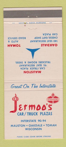 Matchbook Cover - Jermoo's Standard oil gas Tomah Mauston Oakdale WI 30 Strike