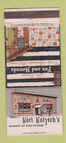 Matchbook Cover - Karl Ratzsch's Restaurant Milwaukee WI 30 Strike