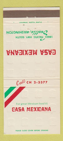 Matchbook Cover - Casa Mexicana Seattle WA 30 Strike