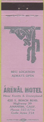 Matchbook Cover - Arenal Motel Anaheim CA cactus