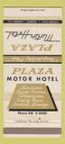 Matchbook Cover - Plaza Motor Hotel Camden NJ 30 Strike