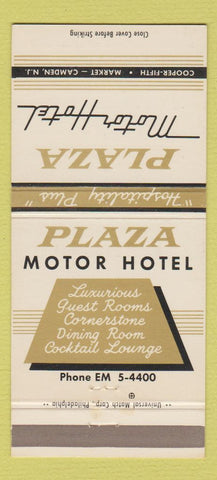Matchbook Cover - Plaza Motor Hotel Camden NJ 30 Strike