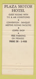 Matchbook Cover - Plaza Motor Hotel Camden NJ 30 Strike