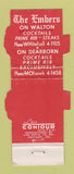 Matchbook Cover - Embers Restaurant Chicago IL Contour WEAR