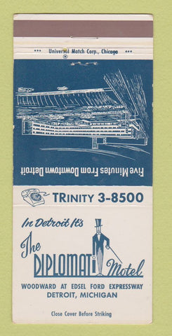 Matchbook Cover - Diplomat Motel Detroit MI 30 Strike