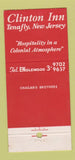 Matchbook Cover - Clinton Inn Tenafly NJ 21 Strike Feature