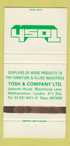 Matchbook Cover - Tosh and Company Wood Products Walthamstow London UK 30 Strike