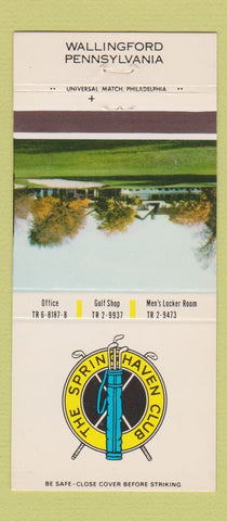 Matchbook Cover - Spring Haven Club Wallingford PA 30 Strike