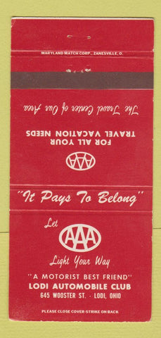 Matchbook Cover - Lodi Automobile Club AAA Lodi OH 30 Strike