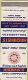 Matchbook Cover - Machinists' Tool Supply Los Angeles CA WEAR