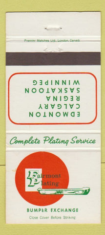 Matchbook Cover - Fairmont Plating Bumpers Edmonton Calgary AB 30 Strike