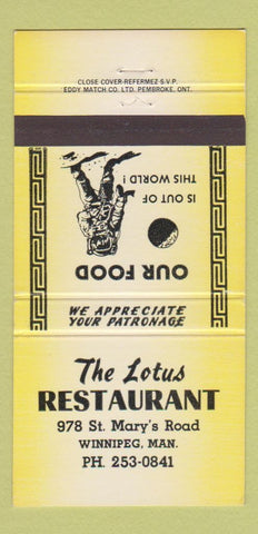 Matchbook Cover - Lotus Restaurant Winnipeg MB 30 Strike