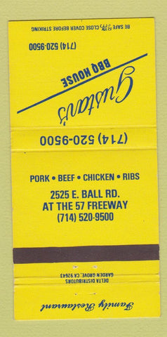 Matchbook Cover - Gustav's BBQ House 30 Strike