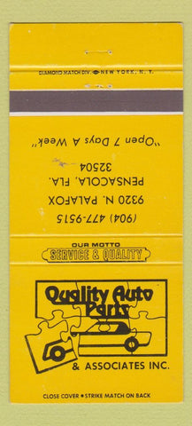 Matchbook Cover - Quality Auto Parts Pensacola FL 30 Strike