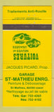 Matchbook Cover - Garage St Mathieu QC 30 Strike