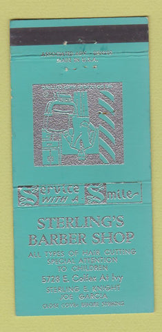 Matchbook Cover - Sterling's Barber Shop Denver Colorado Colfax 30 Strike