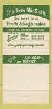 Matchbook Cover Merrin Cravens Company Fruit Vegetables Forest Park GA 30 Strike