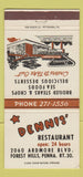 Matchbook Cover - Dennis Restaurant Forest Hills PA 30 Strike