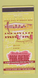 Matchbook Cover - Park Avenue Restaurant Miami Beach FL 30 Strike