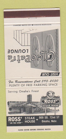 Matchbook Cover - Ross' Steak House Omaha NE Cleopatra Lounge 30 Strike