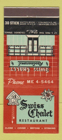 Matchbook Cover - Swiss Chalet Restaurant Colorado Springs 30 Stick