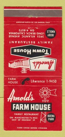 Matchbook Cover - Arnold's Farm House Buena Park CA Long Beach 30 Strike