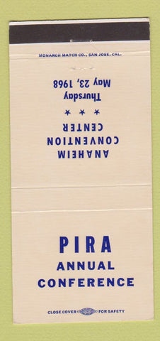Matchbook Cover - Pira Conference Anaheim CA 1968 30 Strike