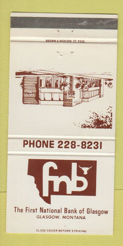 Matchbook Cover - First National Bank Glasgow MT 30 Strike