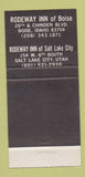 Matchbook Cover - Rodeway Inn Boise ID Salt Lake City UT 30 Strike