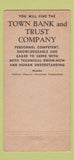 Matchbook Cover - Town Bank and Trust Brookline MA 30 Strike