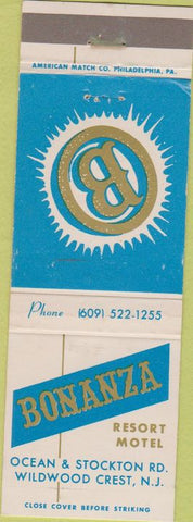 Matchbook Cover - Bonanza Resort Motel Wildwood Crest NJ