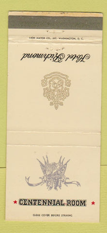 Matchbook Cover - Hotel Richmond Centennial Room VA? 30 Strike