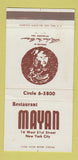 Matchbook Cover - Restaurant Mayan New York City 30 Strike