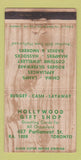 Matchbook Cover - Hollywood Gift Shop Toronto ON WEAR 30 Strike