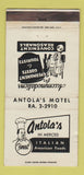 Matchbook Cover - Antola's Italian Restaurant Motel Merced CA WEAR 30 Strike