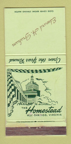Matchbook Cover - Homestead Hot Springs VA IMPRINT WEAR 30 Strike