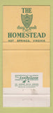 Matchbook Cover - Homestead Hot Springs VA IMPRINT WEAR 30 Strike