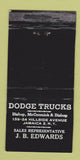 Matchbook Cover - Dodge Trucks JB Edwards Jamaica NY WORN 30 Strike