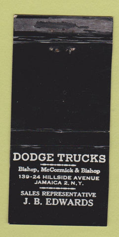 Matchbook Cover - Dodge Trucks JB Edwards Jamaica NY WORN 30 Strike