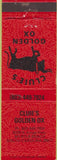 Matchbook Cover - Cluie's Golden Ox Myrtle Beach SC