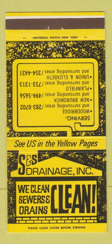 Matchbook Cover - S&S Drainage Woodbridge Plainfield NJ 30 Strike