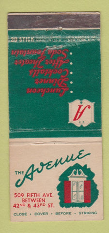 Matchbook Cover - Avenue Restaurant New York City WEAR 30 Stick