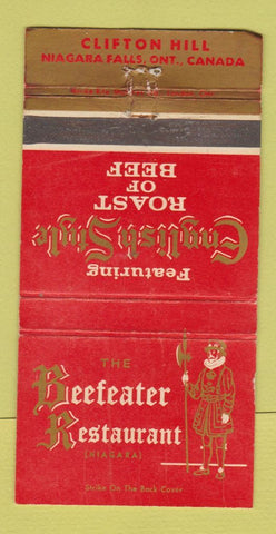 Matchbook Cover - Beefeater Restaurant Niagara Falls ON WORN 30 Strike