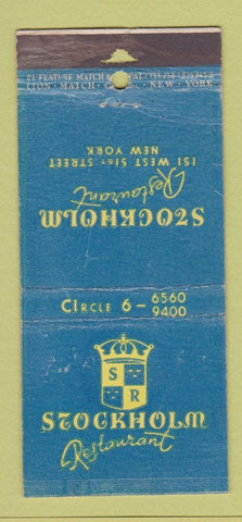 Matchbook Cover - Stockholm Restaurant New York City WORN 21 Strike Feature