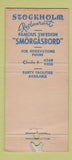 Matchbook Cover - Stockholm Restaurant New York City WORN 21 Strike Feature